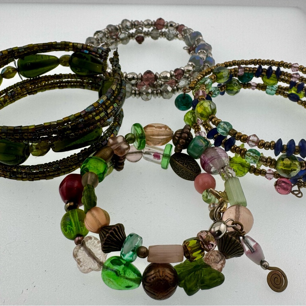 4 Wrap Elegant Beaded Bracelet Set Crystal, Glass, Acrylic - Picture 10 of 10